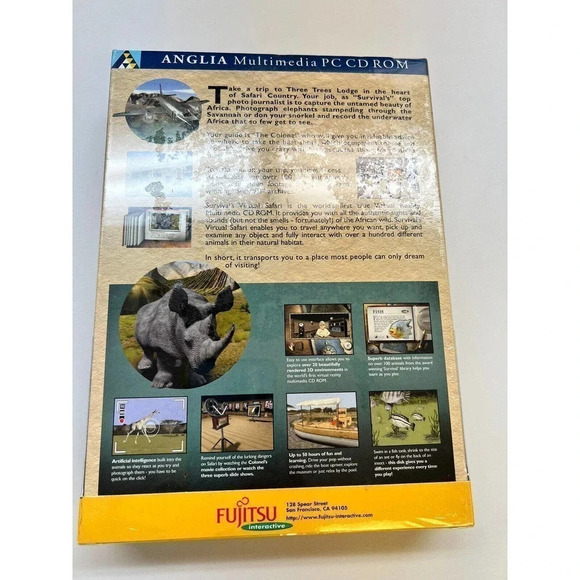 Vintage Survival Virtual Safari 1996 Fujitsu Interactive PC CD Windows 95 NEW - Picture 7 of 16